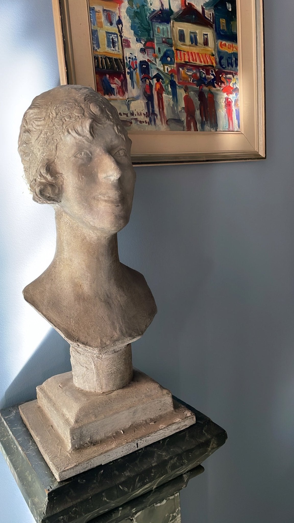 Plaster and Wood Bust, Queen Elizabeth of Belgium (Princess of Bavaria) 1925 - Bon Ton goods