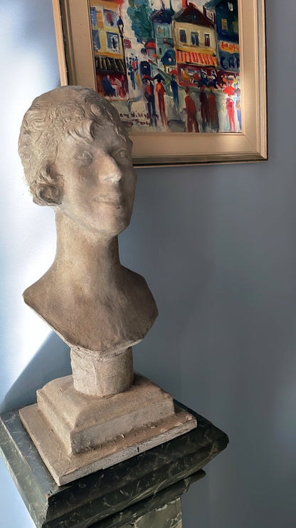 Plaster and Wood Bust, Queen Elizabeth of Belgium (Princess of Bavaria) 1925 - Bon Ton goods