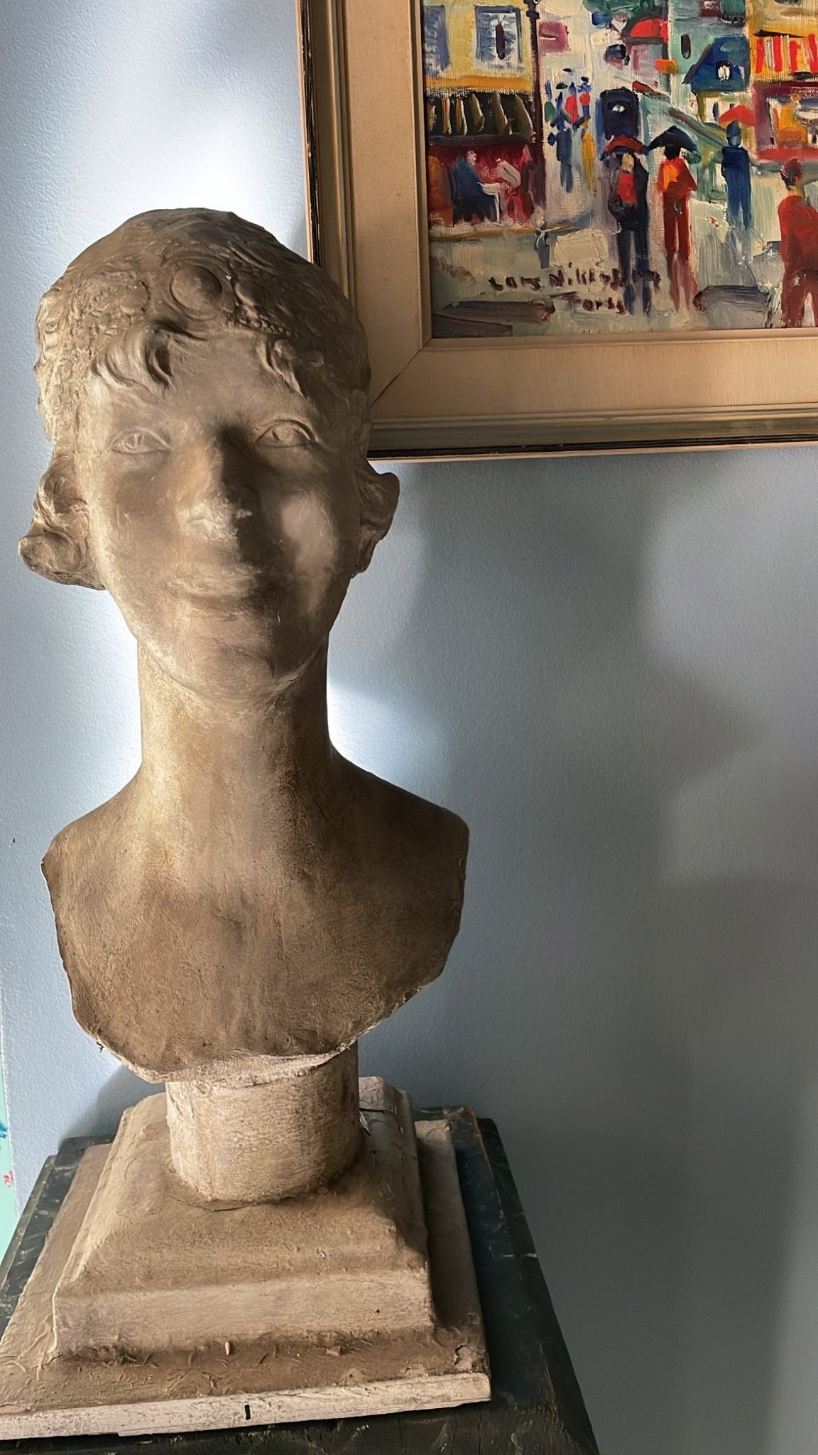 Plaster and Wood Bust, Queen Elizabeth of Belgium (Princess of Bavaria) 1925 - Bon Ton goods