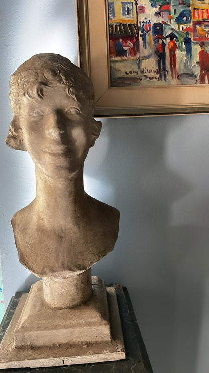 Plaster and Wood Bust, Queen Elizabeth of Belgium (Princess of Bavaria) 1925 - Bon Ton goods