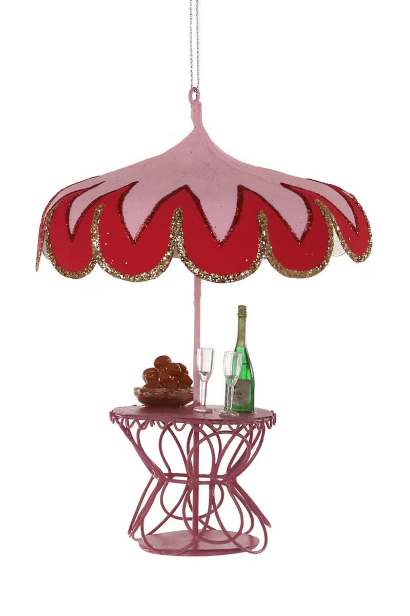 Poolside Palm Royale Brunch Pink Ornament – Retro Tin Christmas Décor - Bon Ton goods