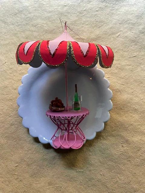 Poolside Palm Royale Brunch Pink Ornament – Retro Tin Christmas Décor - Bon Ton goods