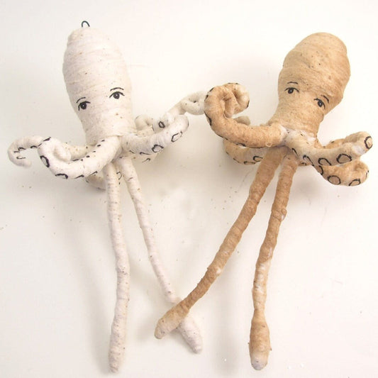 Posable Squid Ornament/Figure | Vintage by Crystal Spun Cotton Ornament - Bon Ton goods