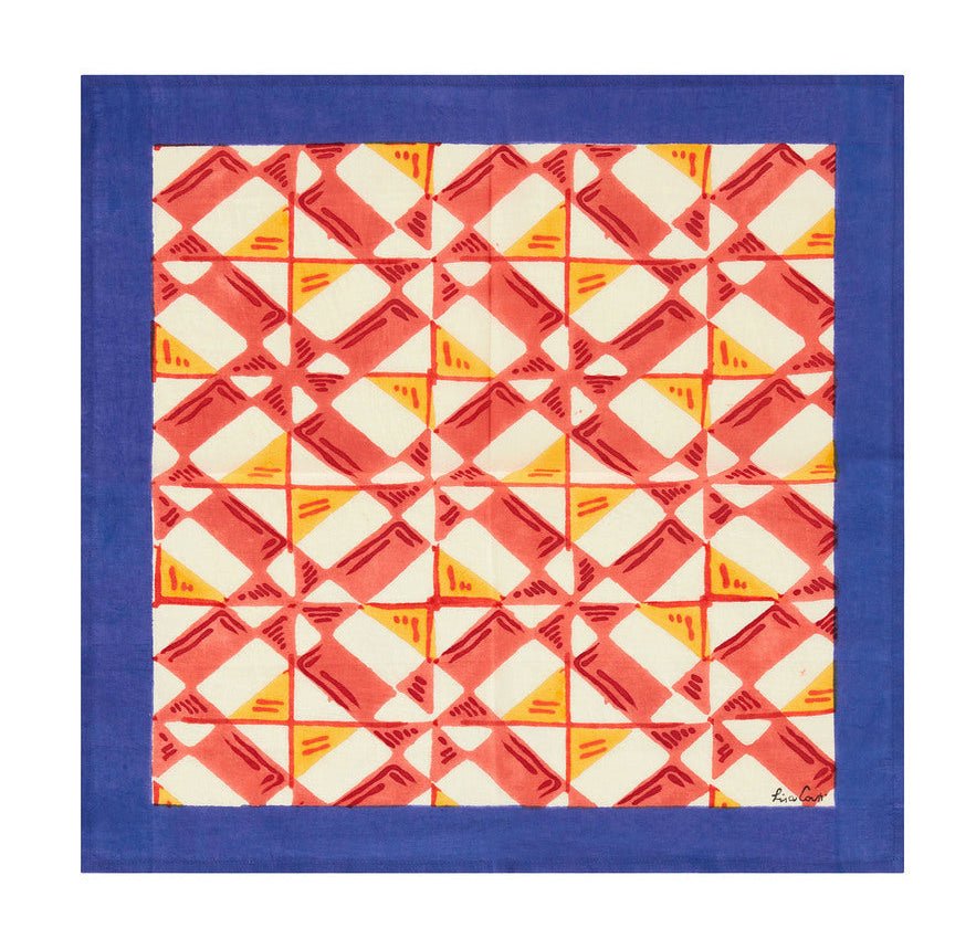 Positano Red Tiles Napkins | Lisa Corti - Bon Ton goods