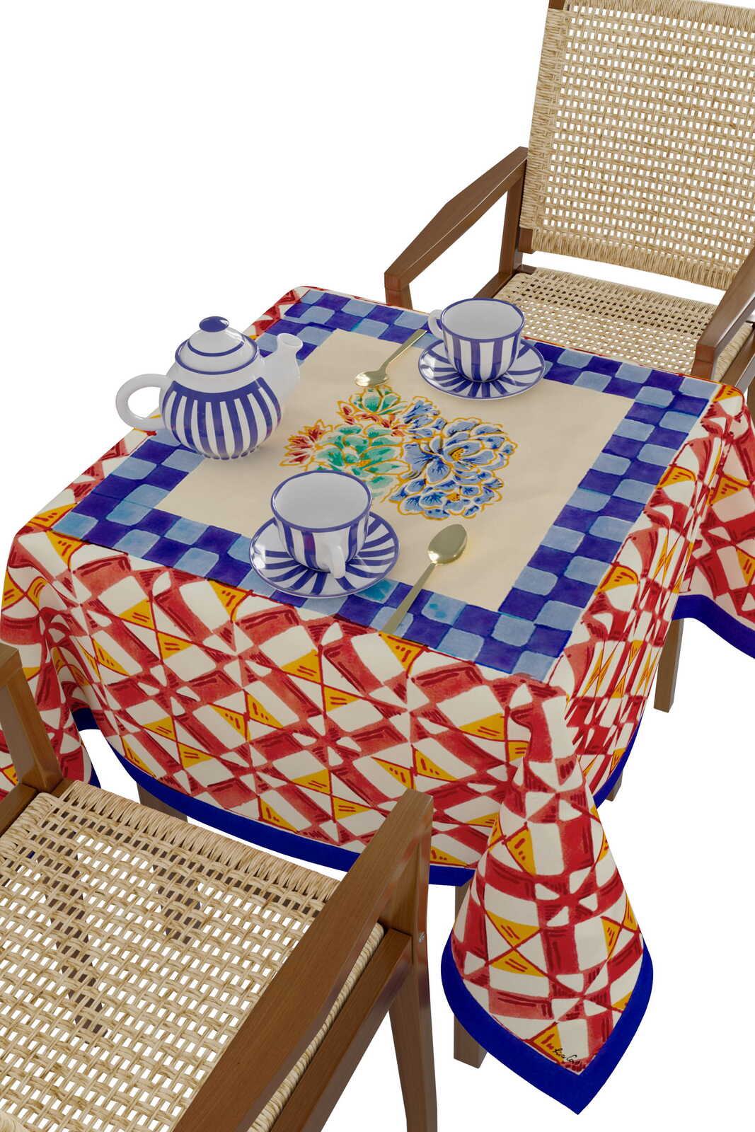 Positano Red Tiles - Tablecloth 110X110 | Lisa Corti - Bon Ton goods