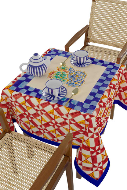 Positano Red Tiles - Tablecloth 110X110 | Lisa Corti - Bon Ton goods
