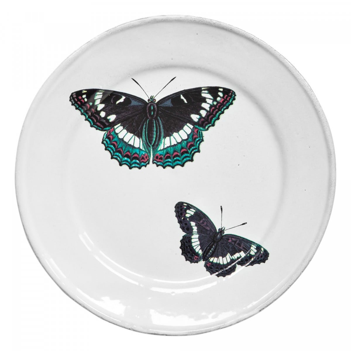 John Derian Medium Two Flying Butterflies Plate, set of 6 by Astier de Villatte, official product view