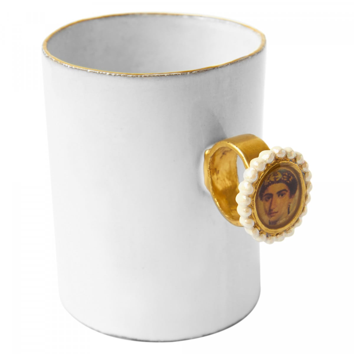 Blue Flower Ring Cup, Serena Carone by Astier de Villatte, official product view 3