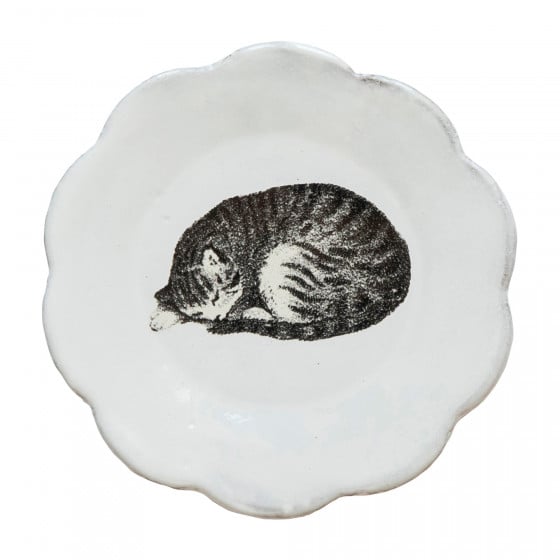 John Derian Sleeping Cat Dish by Astier de Villatte, official product view 1