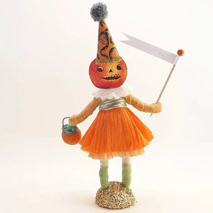 Pumpkin Girl Figure - Vintage Inspired Spun Cotton | Vintage by Crystal Spun Cotton Ornament - Bon Ton goods