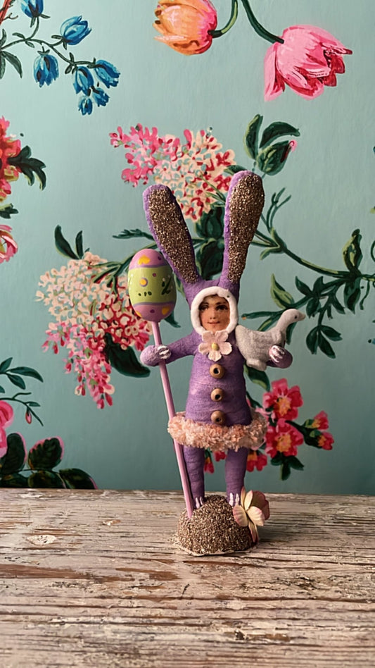 Purple Bunny Child Figure - Vintage by Crystal | Vintage by Crystal Spun Cotton Ornament - Bon Ton goods