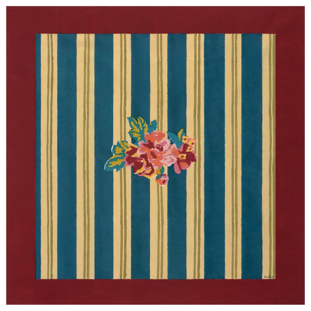 Queen Stripes Bouquet Peacock - Tablecloth 110X110 | Lisa Corti - Bon Ton goods
