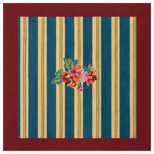 Queen Stripes Bouquet Peacock - Tablecloth 110X110 | Lisa Corti - Bon Ton goods