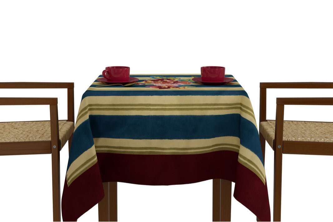 Queen Stripes Bouquet Peacock - Tablecloth 110X110 | Lisa Corti - Bon Ton goods