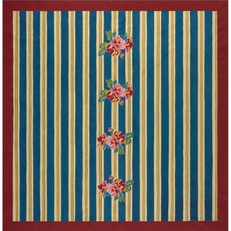 Queen Stripes Bouquet Peacock Tablecloth - 220X350 | Lisa Corti - Bon Ton goods
