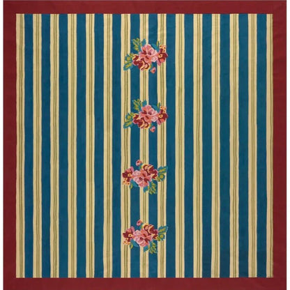 Queen Stripes Bouquet Peacock Tablecloth - 220X350 | Lisa Corti - Bon Ton goods