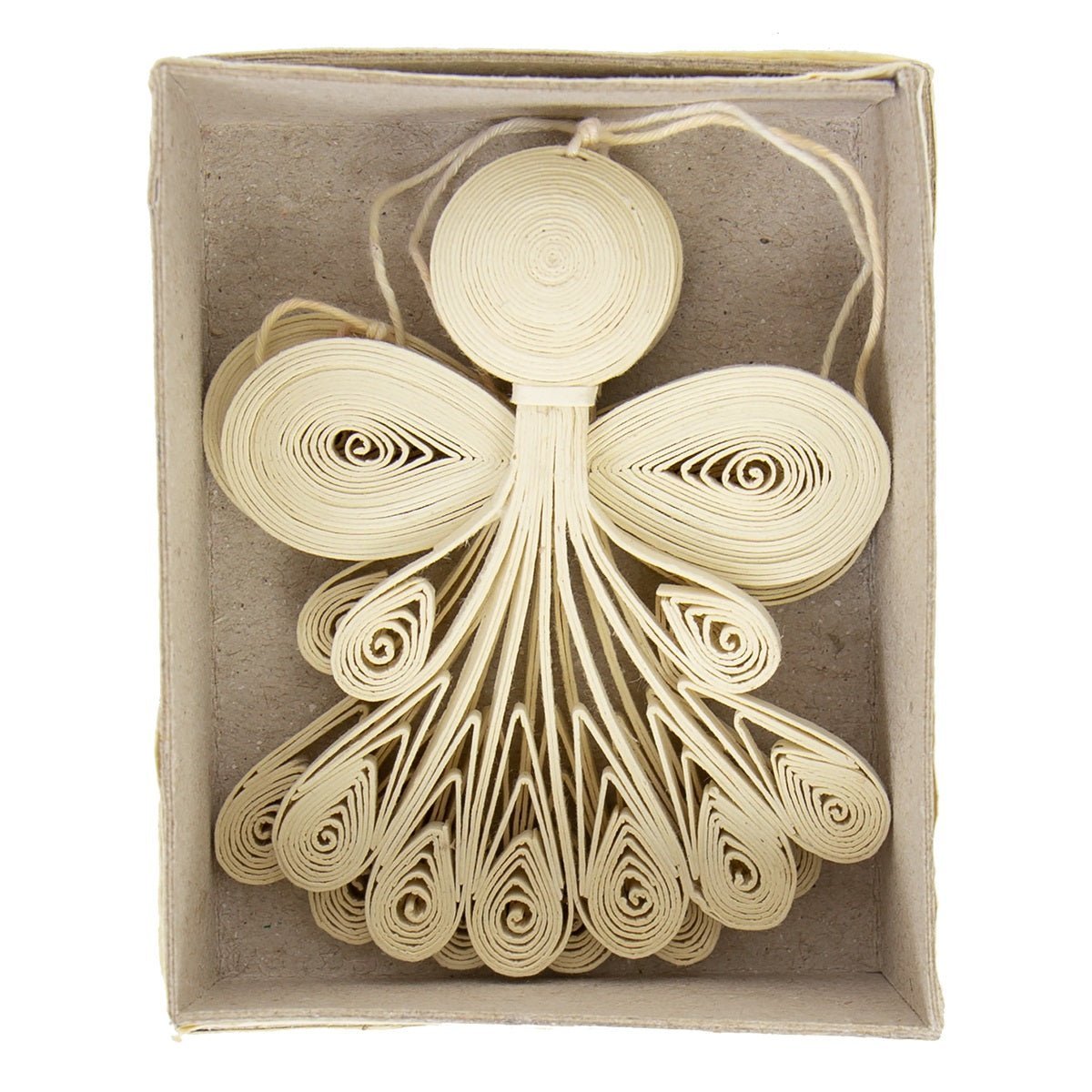 Quilled Angel Christmas Ornaments, Natural, Set of 2 - BON TON goods