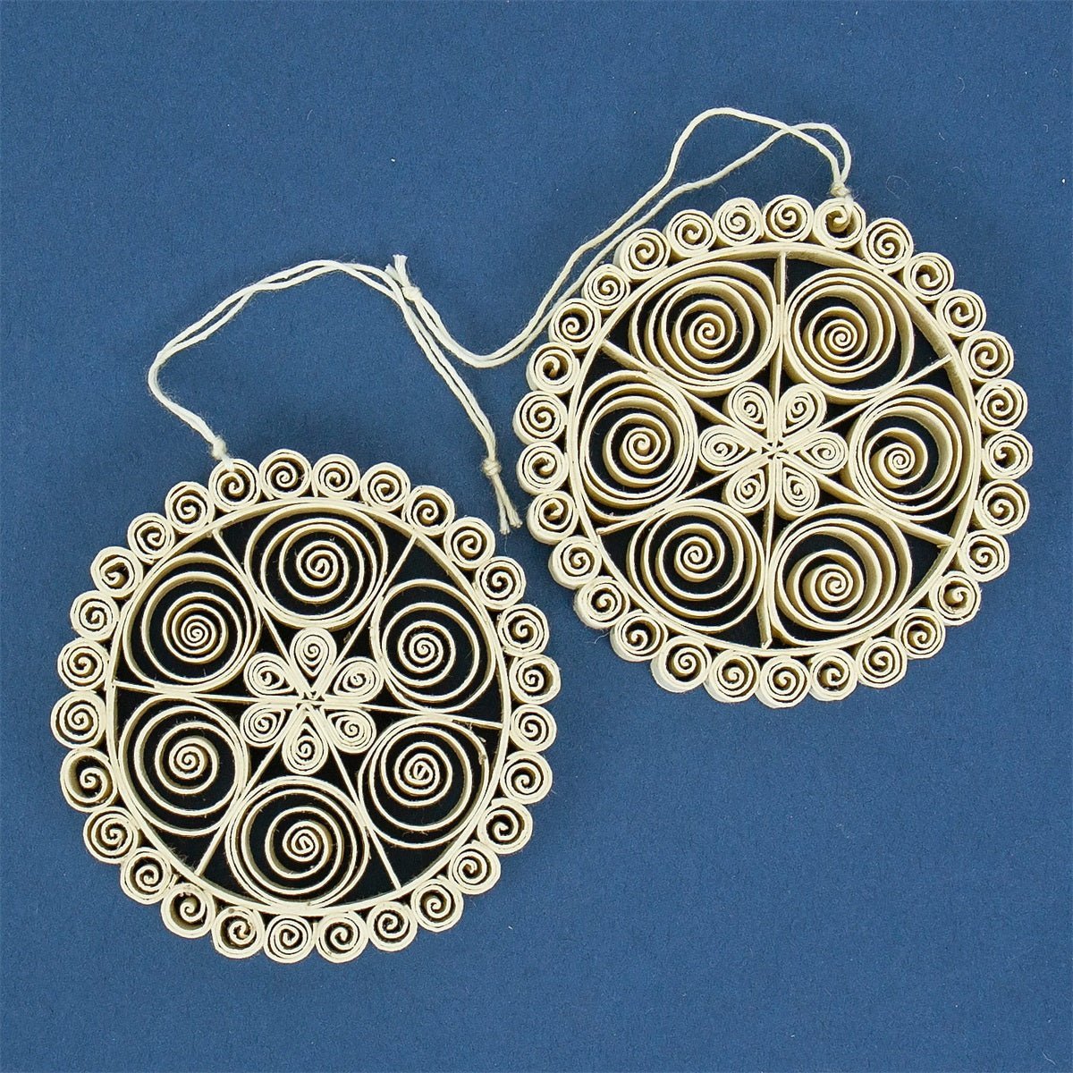 Quilled Ball Christmas Ornaments, Natural, Set of 2 - Bon Ton goods