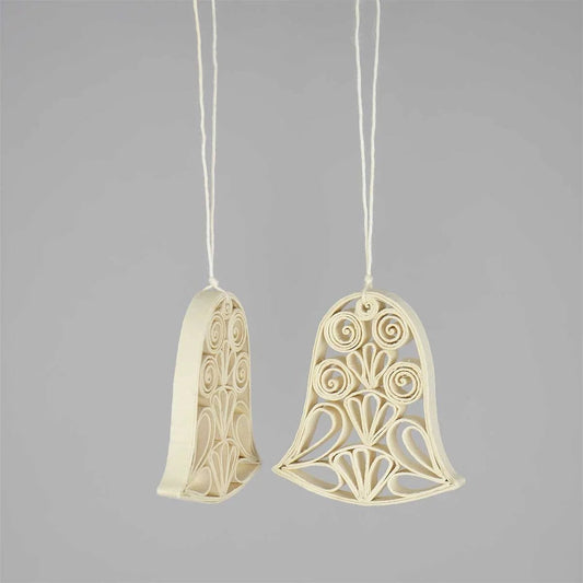 Quilled Bell - Christmas Decoration 2-Pack | Christmas Ornament - Bon Ton goods
