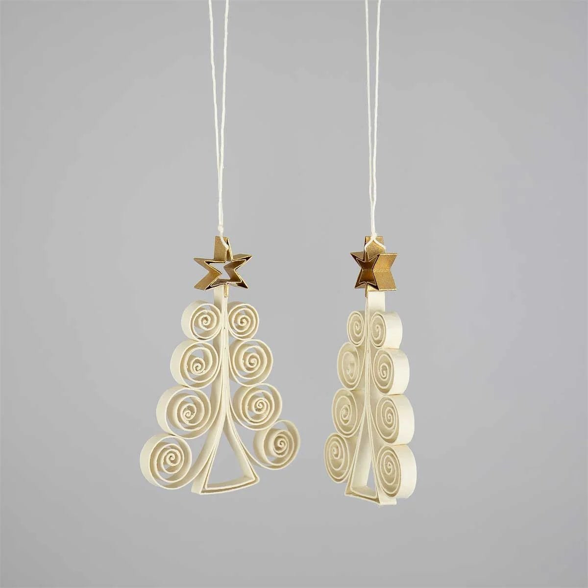 Quilled Fir - Christmas Decoration 2-Pack | Christmas Ornament - Bon Ton goods