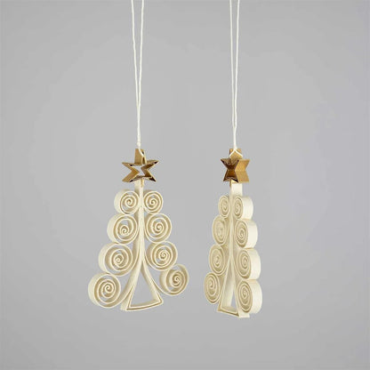Quilled Fir - Christmas Decoration 2-Pack | Christmas Ornament - Bon Ton goods