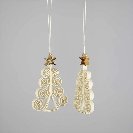 Quilled Fir - Christmas Decoration 2-Pack | Christmas Ornament - Bon Ton goods