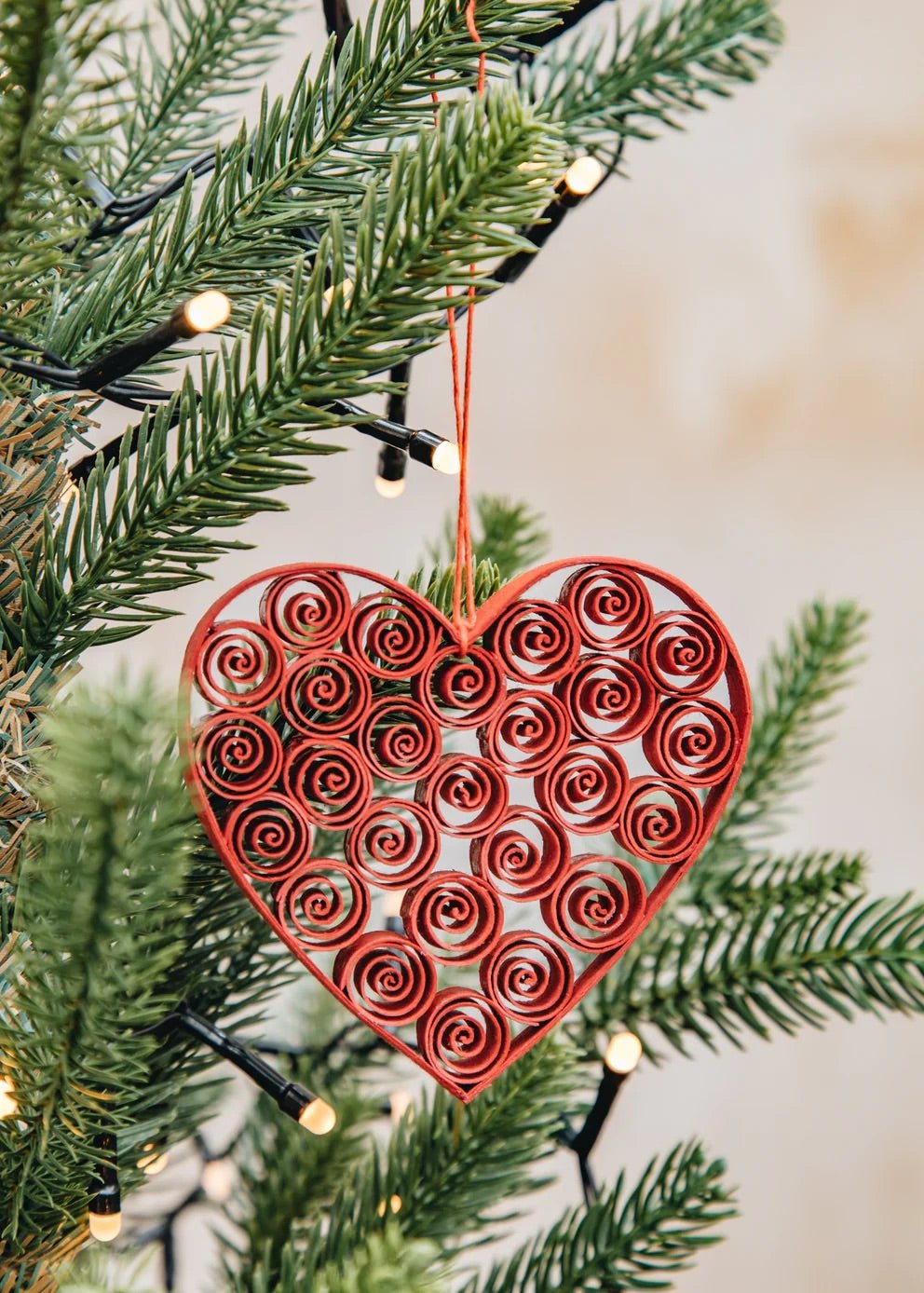 Quilled Heart - Christmas Decoration 2-Pack | Christmas Ornament - Bon Ton goods