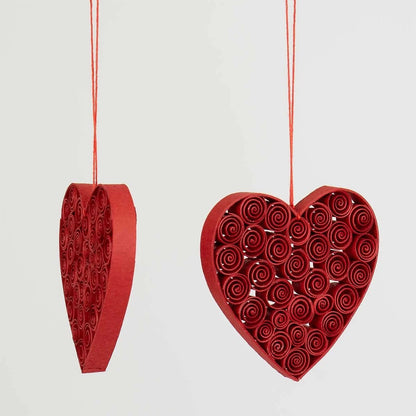 Quilled Heart - Christmas Decoration 2-Pack | Christmas Ornament - Bon Ton goods