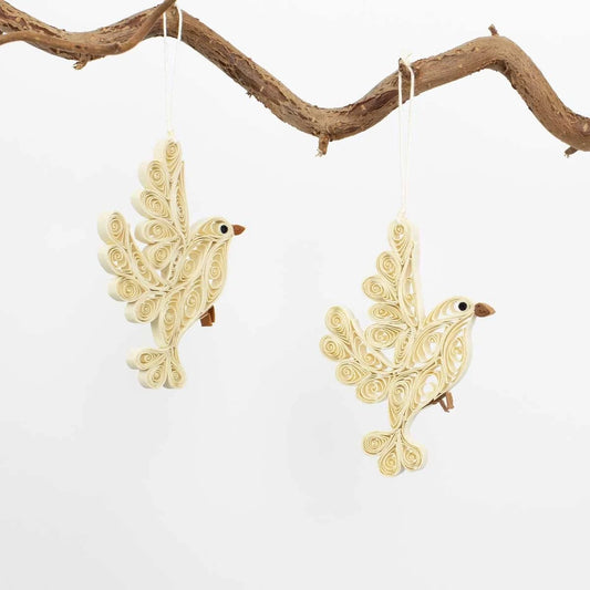 Quilled Swedish Dove Ornaments, 2-pack | Christmas Ornament - Bon Ton goods