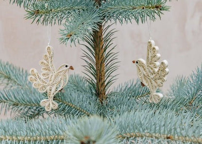 Quilled Swedish Dove Ornaments, 2-pack | Christmas Ornament - Bon Ton goods