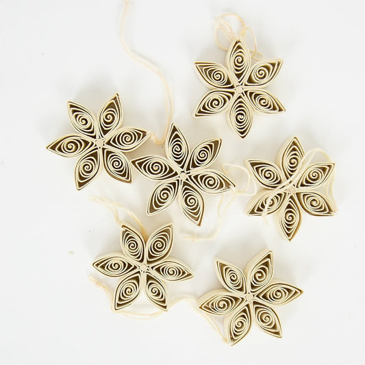 Quilled Swedish Mini Stars, Natural, 6-­pack | Christmas Ornament - Bon Ton goods