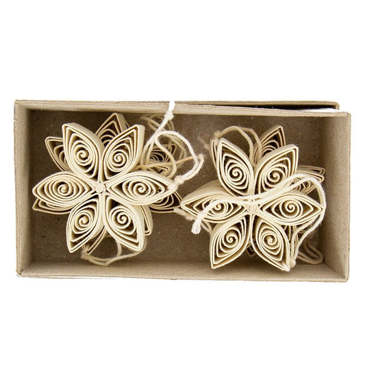Quilled Swedish Mini Stars, Natural, 6-­pack | Christmas Ornament - Bon Ton goods