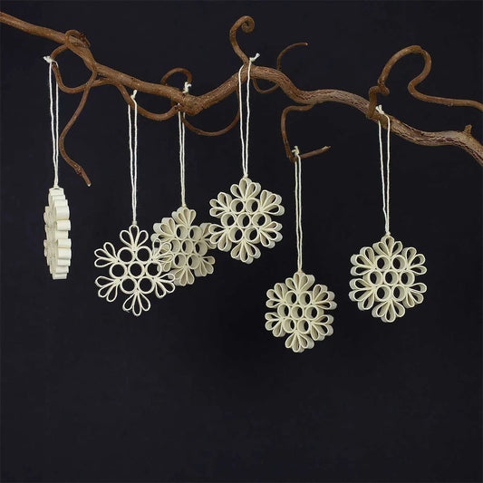 Quilled Swedish Snow Ornament, 6-pack | Christmas Ornament - Bon Ton goods
