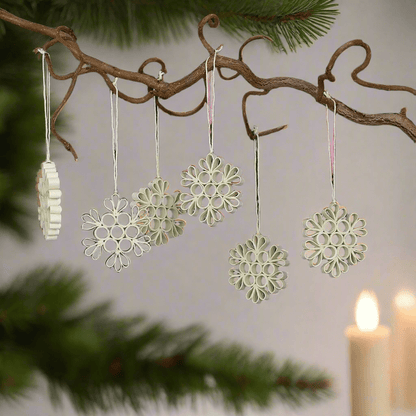 Quilled Swedish Snow Ornament, 6-pack | Christmas Ornament - Bon Ton goods