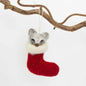 Raccoon in Christmas Stocking Ornament by A World of Craft, Swedish-designed handmade Christmas decoration