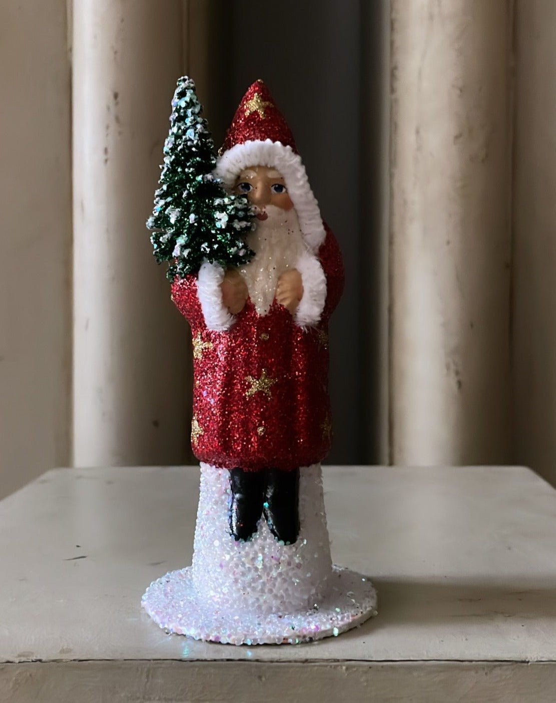 Red Beaded Santa with Gold Stars | Ino Schaller - Bon Ton goods
