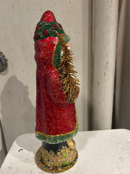 Red Beaded Santa with Holly Decoration and Wreath | Ino Schaller - Bon Ton goods