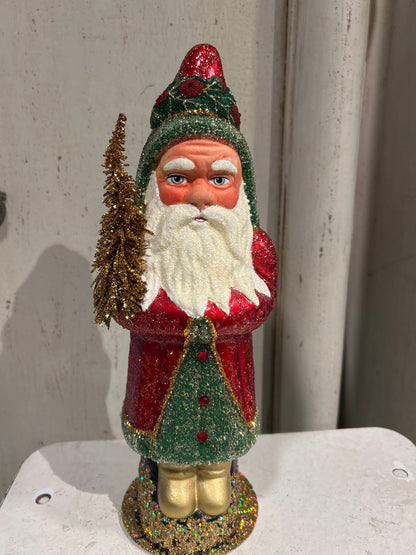 Red Beaded Santa with Holly Decoration and Wreath | Ino Schaller - Bon Ton goods