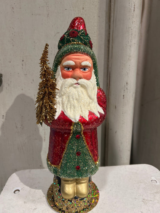 Red Beaded Santa with Holly Decoration and Wreath | Ino Schaller - Bon Ton goods