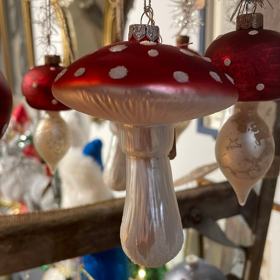 Red Glass Mushroom Christmas Ornament - Bon Ton goods