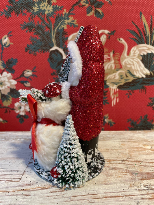 Red Glitter Santa with Bag of Woodland Treats | Ino Schaller - Bon Ton goods