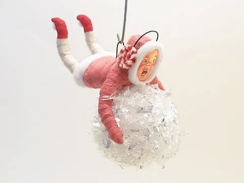 Red Holding On For Dear Life - Vintage Inspired Spun Cotton | Vintage by Crystal Spun Cotton Ornament - Bon Ton goods