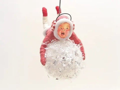Red Holding On For Dear Life - Vintage Inspired Spun Cotton | Vintage by Crystal Spun Cotton Ornament - Bon Ton goods