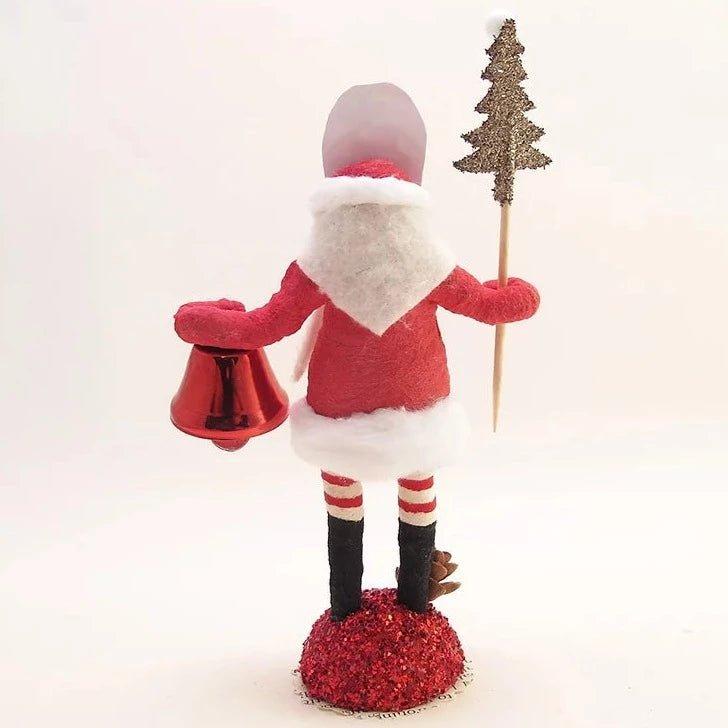 Red Jingle Bell Santa Figure - Vintage Inspired Spun Cotton | Vintage by Crystal Spun Cotton Ornament - Bon Ton goods