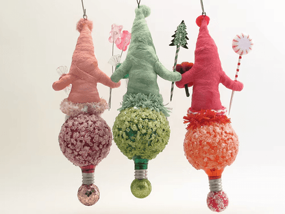 Red Popcorn Ball Elf Ornament | Vintage by Crystal Spun Cotton Ornament - Bon Ton goods