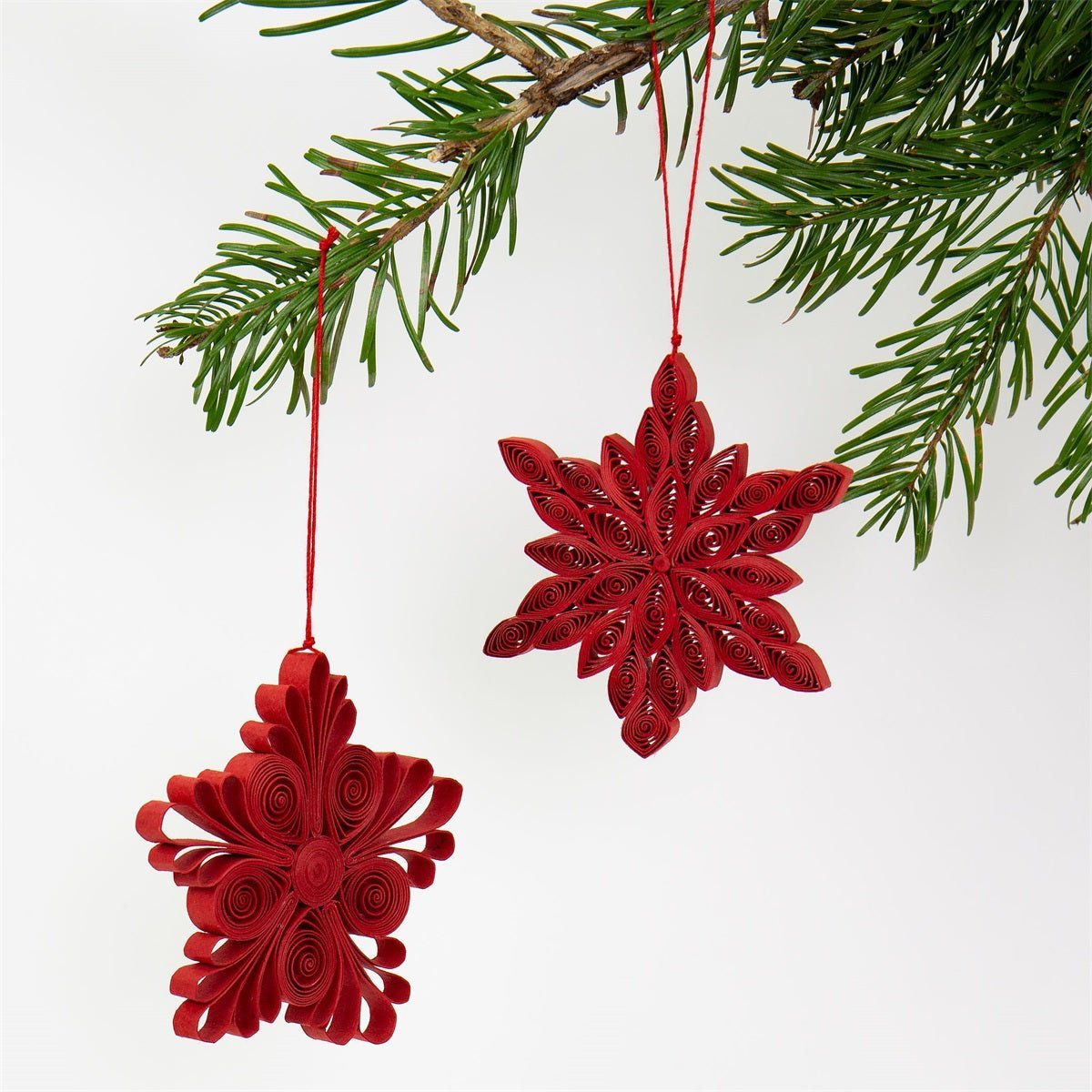 Red Quilled Christmas Ornaments, Set of 2 by A World of Craft, alternate view