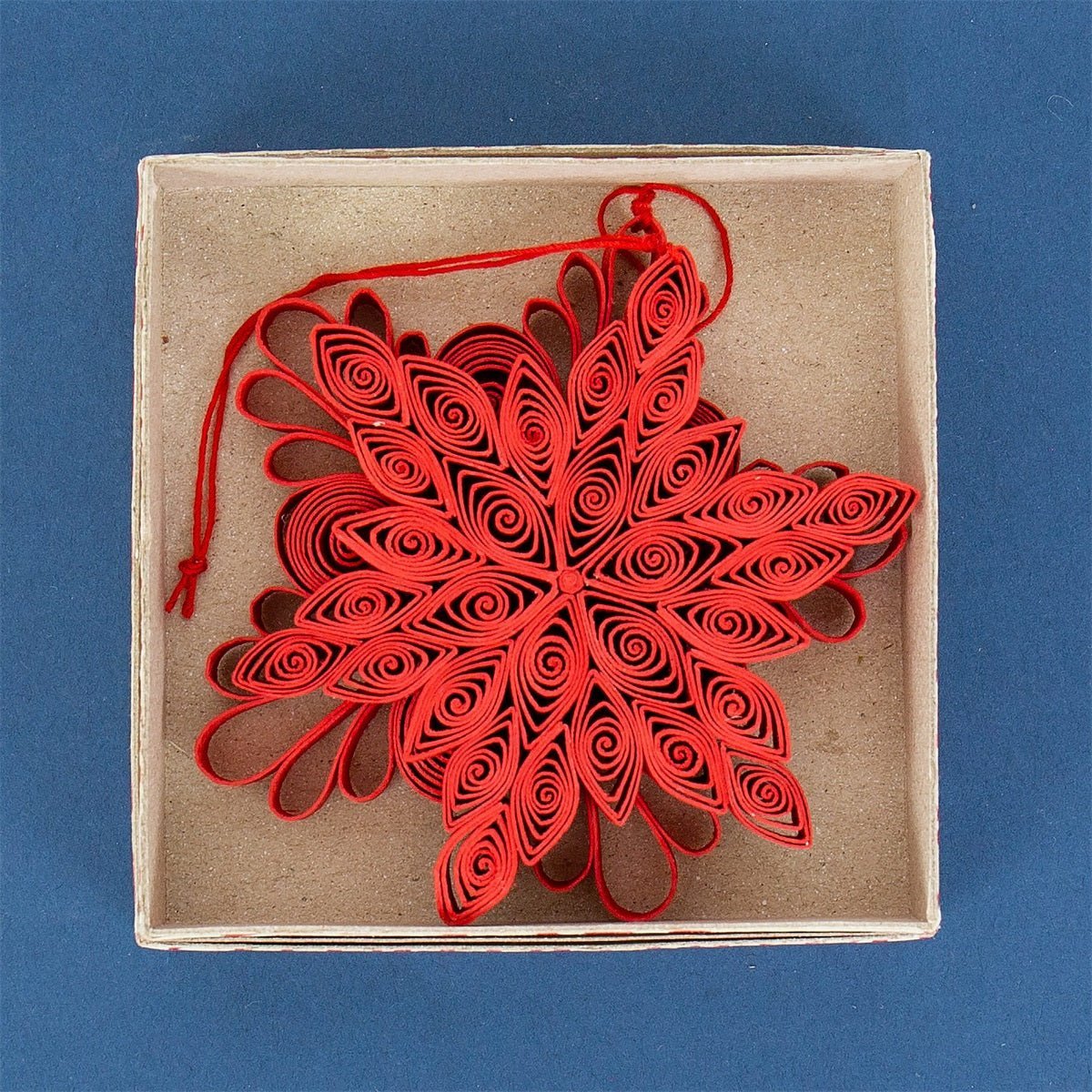 Red Quilled Christmas Ornaments, Set of 2 by A World of Craft, Swedish-designed handmade Christmas decoration