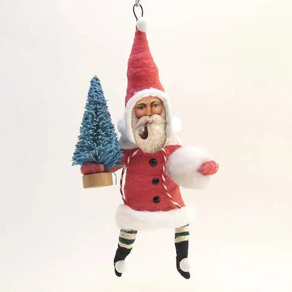 Red Santa Ornament - Vintage Inspired Spun Cotton - Bon Ton goods