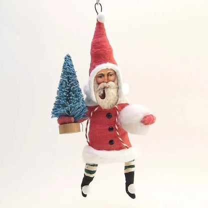 Red Santa Ornament - Vintage Inspired Spun Cotton | Vintage by Crystal Spun Cotton Ornament - Bon Ton goods