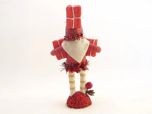Red Santa With Presents Figure - Vintage Inspired Spun Cotton - Bon Ton goods